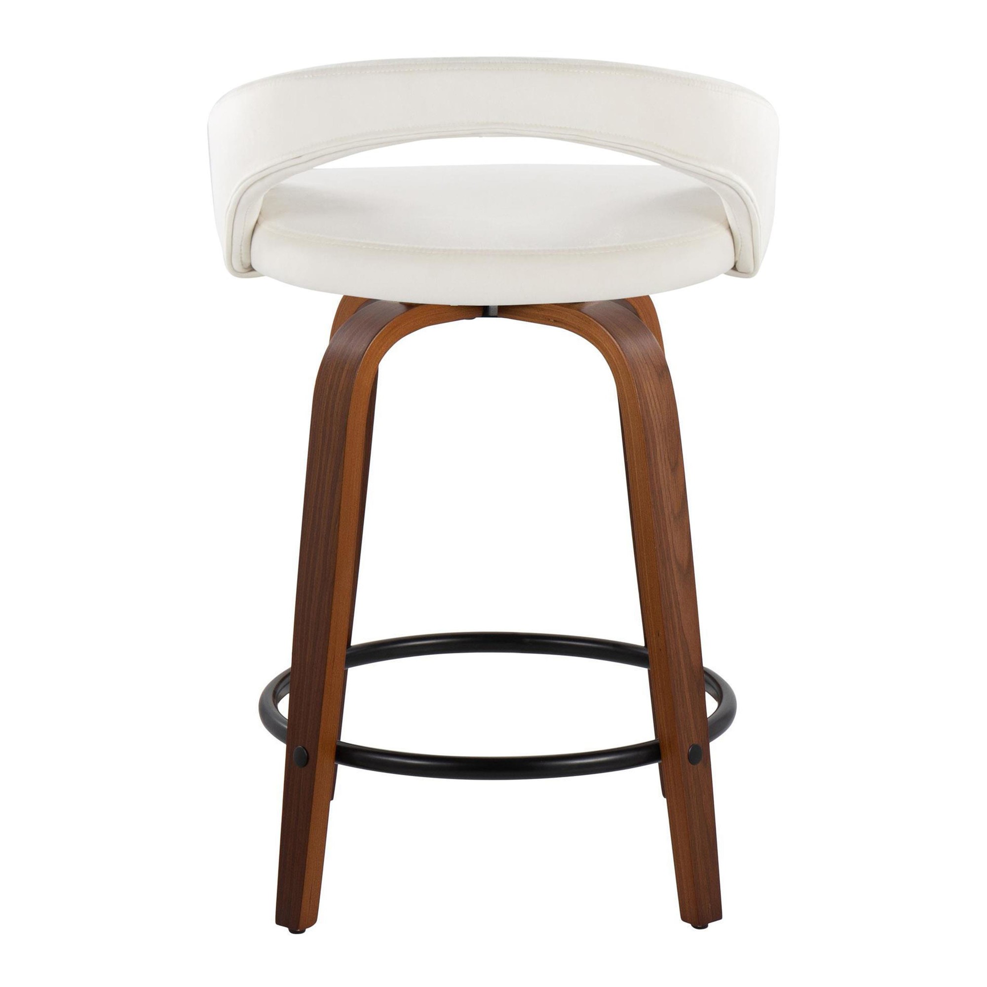 Grotto Walnut White Velvet Contemporary Counter Stools 24" (Set of 2) 7 Grotto Walnut White Velvet Contemporary Counter Stools 24" (Set of 2) - Image 7