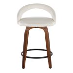 Grotto Walnut White Velvet Contemporary Counter Stools 24" (Set of 2) 18 Grotto Walnut White Velvet Contemporary Counter Stools 24" (Set of 2)