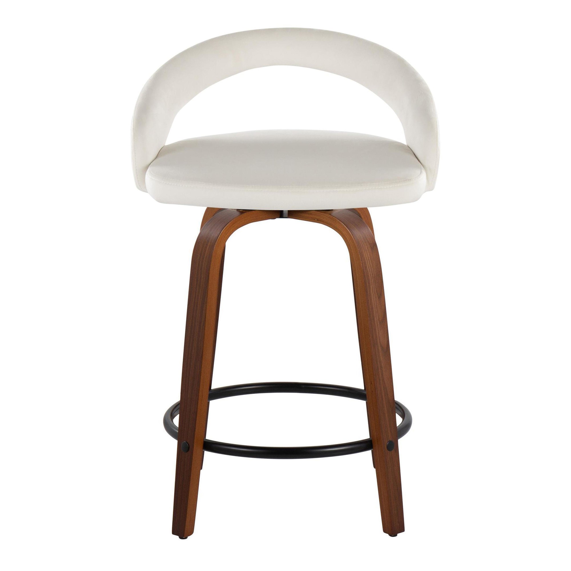 Grotto Walnut White Velvet Contemporary Counter Stools 24" (Set of 2) 8 Grotto Walnut White Velvet Contemporary Counter Stools 24" (Set of 2) - Image 8