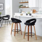 Grotto Walnut Wood Black Velvet Contemporary Counter Stool (Set of 2) 11 Grotto Walnut Wood Black Velvet Contemporary Counter Stool (Set of 2)