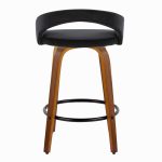 Grotto Walnut Wood Black Velvet Contemporary Counter Stool (Set of 2) 17 Grotto Walnut Wood Black Velvet Contemporary Counter Stool (Set of 2)