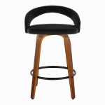 Grotto Walnut Wood Black Velvet Contemporary Counter Stool (Set of 2) 18 Grotto Walnut Wood Black Velvet Contemporary Counter Stool (Set of 2)