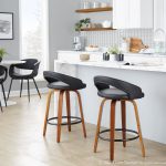 Grotto Walnut and Black Contemporary Swivel Counter Stools (Set of 2) 12 Grotto Walnut and Black Contemporary Swivel Counter Stools (Set of 2)
