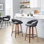 Grotto Walnut and Black Contemporary Swivel Counter Stools (Set of 2) 11 Grotto Walnut and Black Contemporary Swivel Counter Stools (Set of 2)