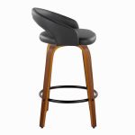 Grotto Walnut and Black Contemporary Swivel Counter Stools (Set of 2) 15 Grotto Walnut and Black Contemporary Swivel Counter Stools (Set of 2)