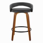 Grotto Walnut and Black Contemporary Swivel Counter Stools (Set of 2) 17 Grotto Walnut and Black Contemporary Swivel Counter Stools (Set of 2)