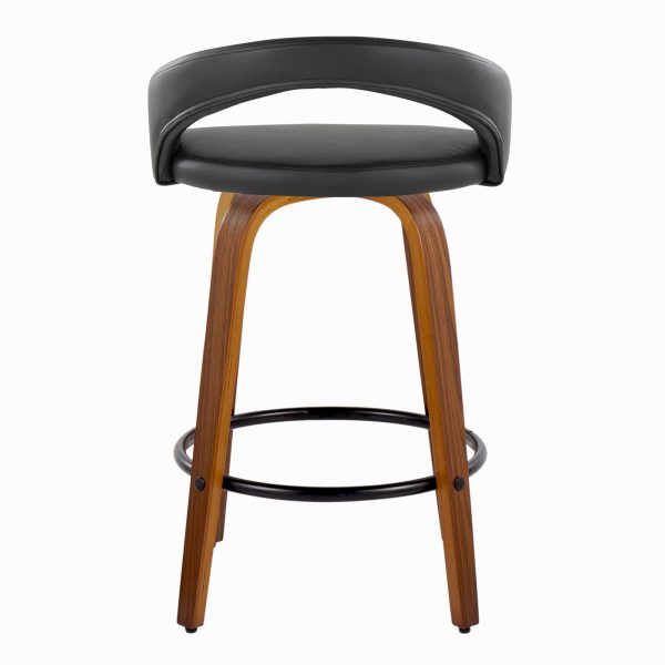 Grotto Walnut and Black Contemporary Swivel Counter Stools Set of 2 6
