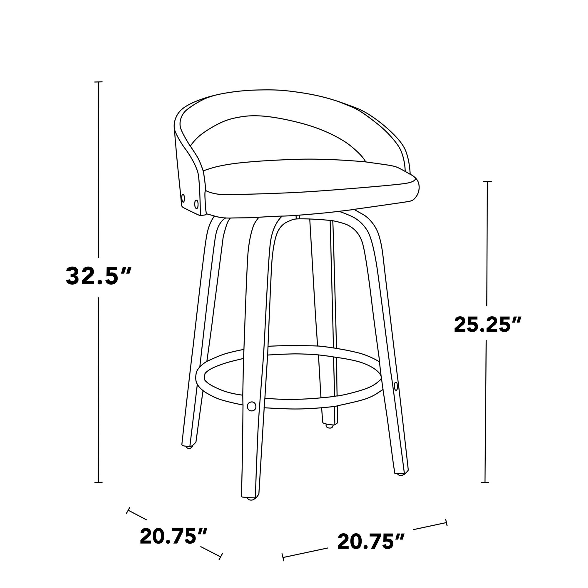 Grotto Walnut and Black Contemporary Swivel Counter Stools (Set of 2) 9 Grotto Walnut and Black Contemporary Swivel Counter Stools (Set of 2) - Image 9