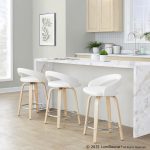 Grotto White Faux Leather 24" Contemporary Swivel Stool (Set of 2) 11 Grotto White Faux Leather 24" Contemporary Swivel Stool (Set of 2)