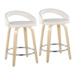 Grotto White Faux Leather 24" Contemporary Swivel Stool (Set of 2) 13 Grotto White Faux Leather 24" Contemporary Swivel Stool (Set of 2)