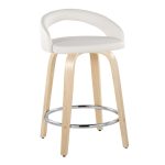 Grotto White Faux Leather 24" Contemporary Swivel Stool (Set of 2) 14 Grotto White Faux Leather 24" Contemporary Swivel Stool (Set of 2)