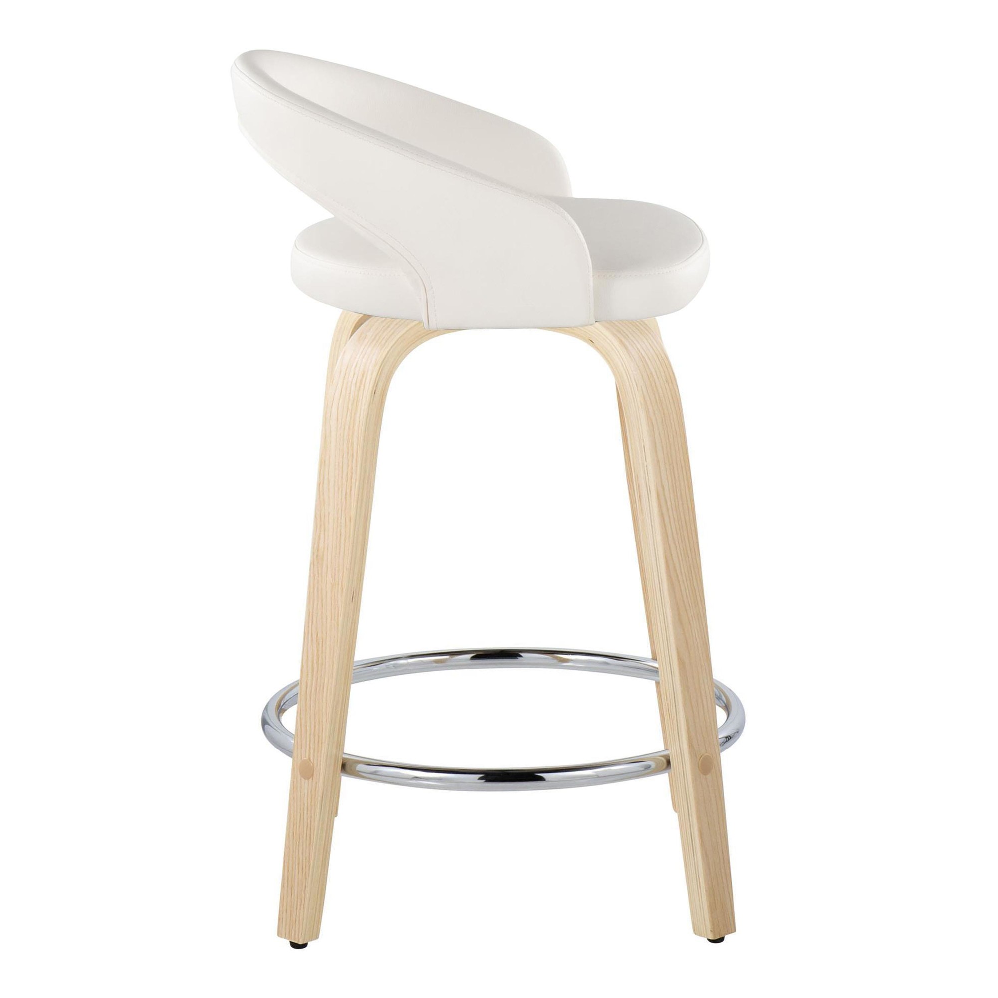 Grotto White Faux Leather 24" Contemporary Swivel Stool (Set of 2) 5 Grotto White Faux Leather 24" Contemporary Swivel Stool (Set of 2) - Image 5