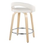 Grotto White Faux Leather 24" Contemporary Swivel Stool (Set of 2) 16 Grotto White Faux Leather 24" Contemporary Swivel Stool (Set of 2)