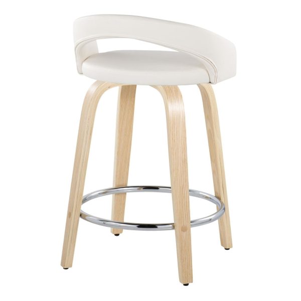 Grotto White Faux Leather 24 Contemporary Swivel Stool Set of 2 5