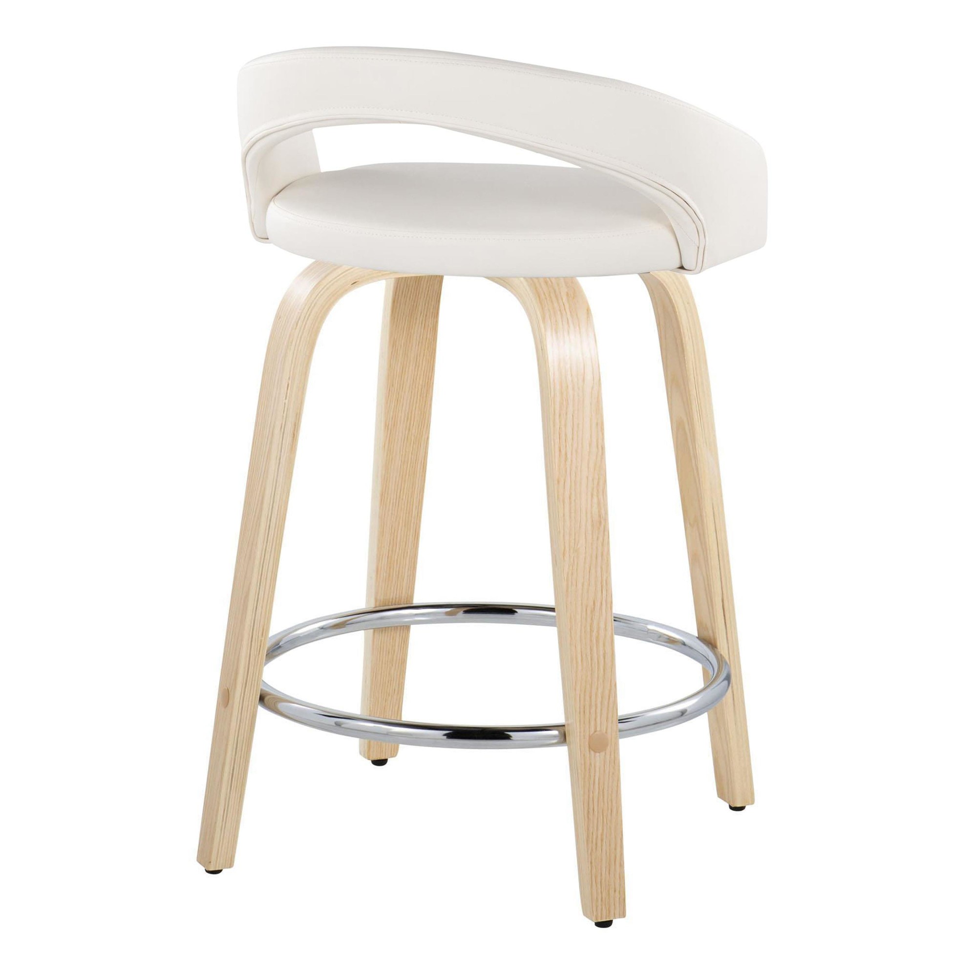 Grotto White Faux Leather 24" Contemporary Swivel Stool (Set of 2) 6 Grotto White Faux Leather 24" Contemporary Swivel Stool (Set of 2) - Image 6