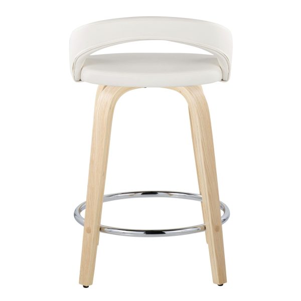 Grotto White Faux Leather 24 Contemporary Swivel Stool Set of 2 6