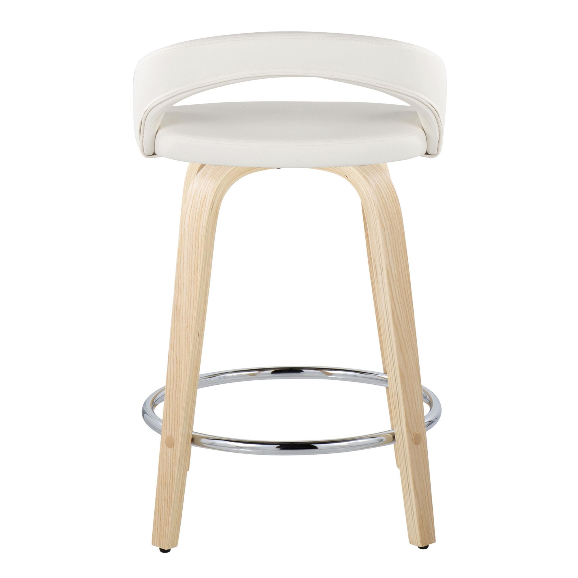 Grotto White Faux Leather 24" Contemporary Swivel Stool (Set of 2) 7 Grotto White Faux Leather 24" Contemporary Swivel Stool (Set of 2) - Image 7