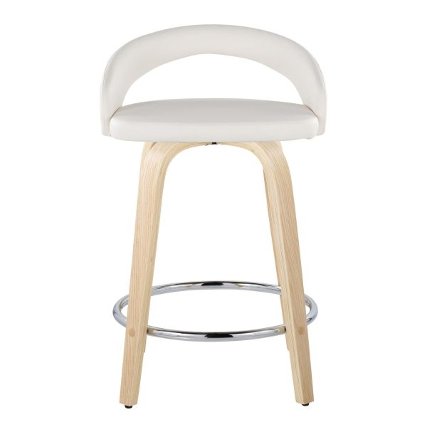 Grotto White Faux Leather 24 Contemporary Swivel Stool Set of 2 7