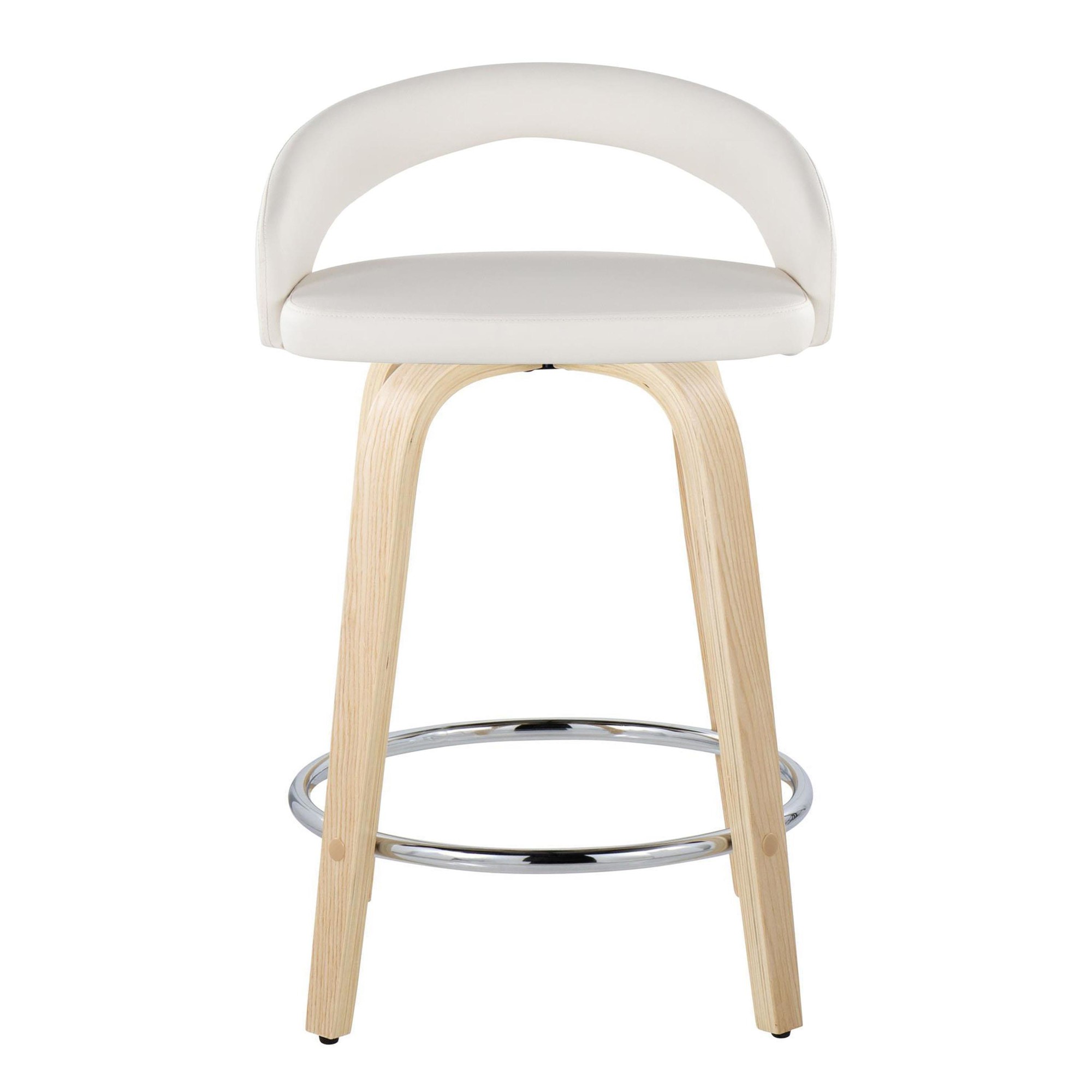 Grotto White Faux Leather 24" Contemporary Swivel Stool (Set of 2) 8 Grotto White Faux Leather 24" Contemporary Swivel Stool (Set of 2) - Image 8