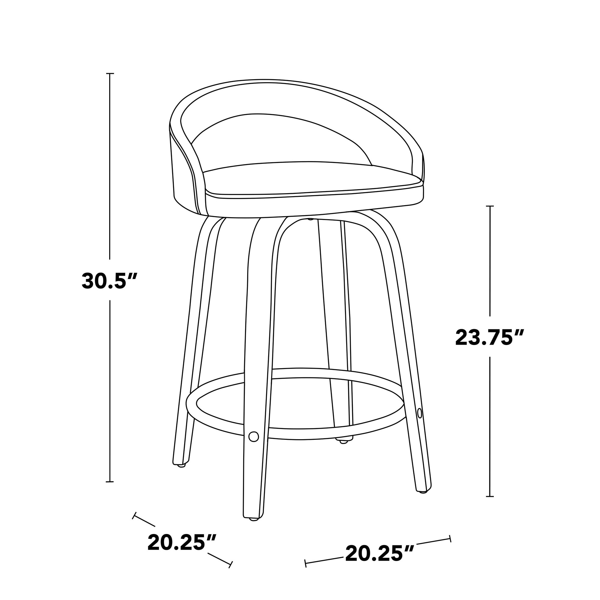 Grotto White Faux Leather 24" Contemporary Swivel Stool (Set of 2) 9 Grotto White Faux Leather 24" Contemporary Swivel Stool (Set of 2) - Image 9