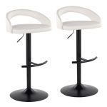 Grotto White Faux Leather Black Metal Contemporary Barstools (Set of 2) 13 Grotto White Faux Leather Black Metal Contemporary Barstools (Set of 2)