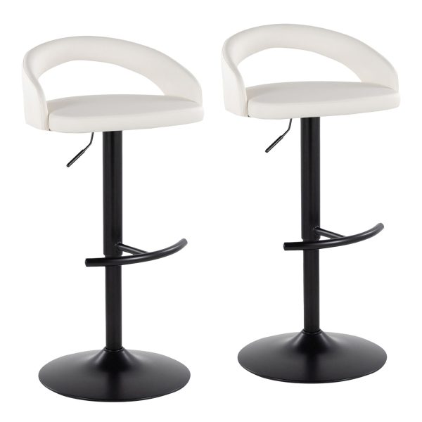 Grotto White Faux Leather Black Metal Contemporary Barstools Set of 2 2