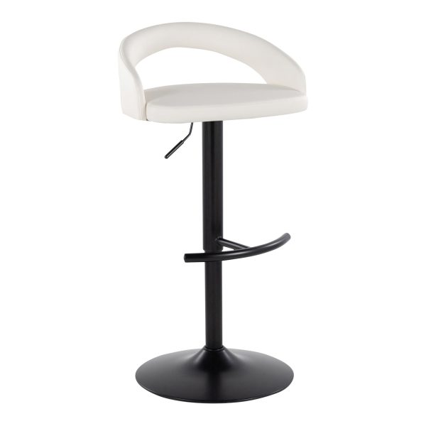 Grotto White Faux Leather Black Metal Contemporary Barstools Set of 2 3
