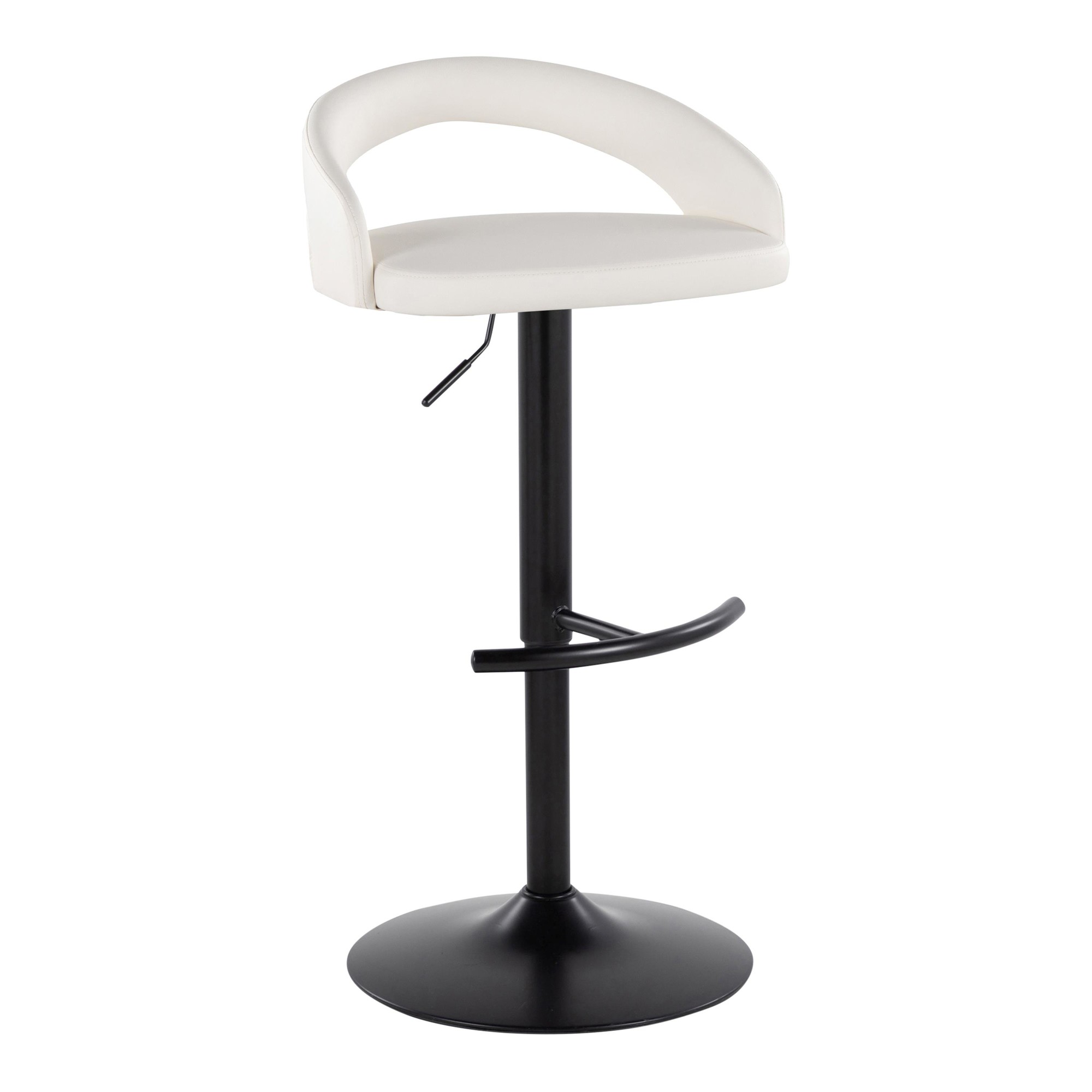 Grotto White Faux Leather Black Metal Contemporary Barstools (Set of 2) 4 Grotto White Faux Leather Black Metal Contemporary Barstools (Set of 2) - Image 4