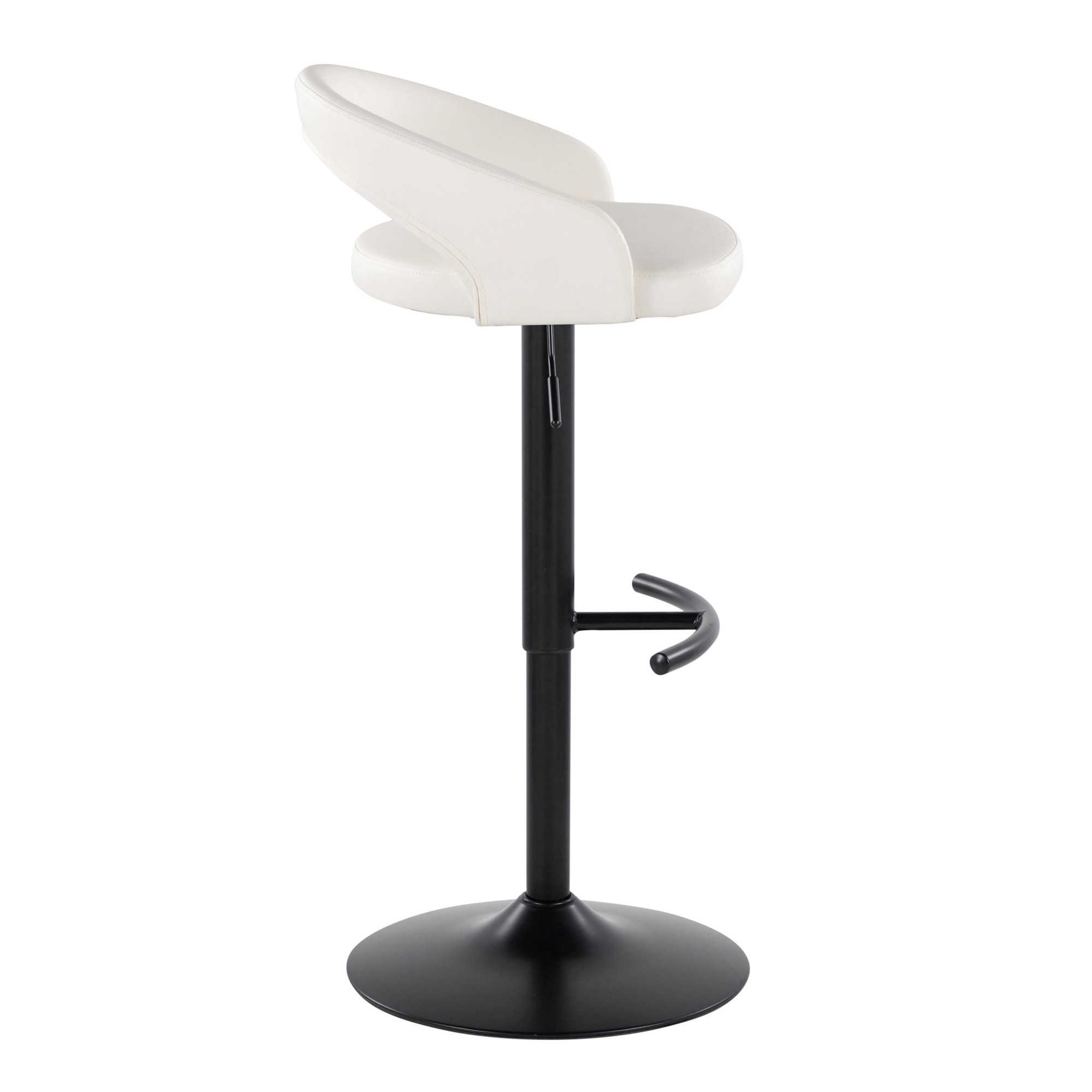 Grotto White Faux Leather Black Metal Contemporary Barstools (Set of 2) 5 Grotto White Faux Leather Black Metal Contemporary Barstools (Set of 2) - Image 5