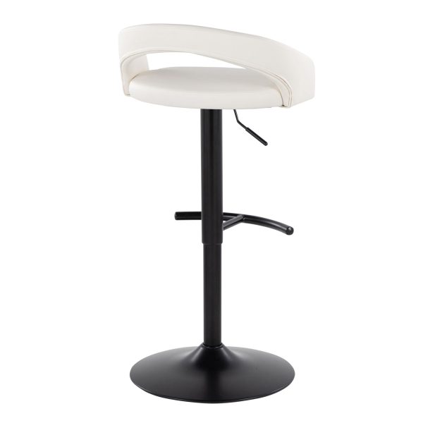 Grotto White Faux Leather Black Metal Contemporary Barstools Set of 2 5
