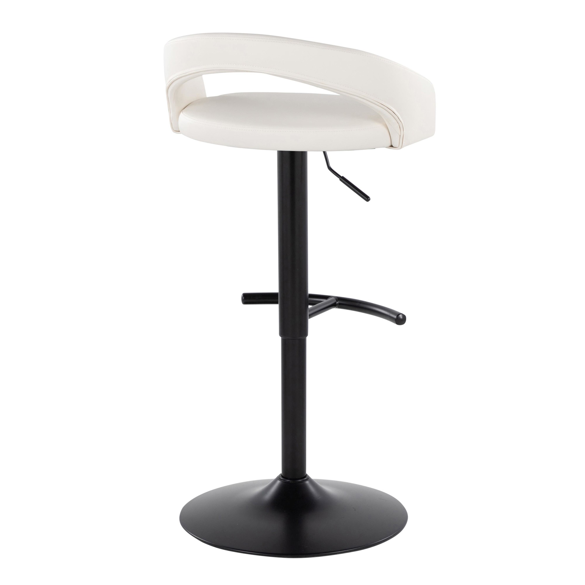 Grotto White Faux Leather Black Metal Contemporary Barstools (Set of 2) 6 Grotto White Faux Leather Black Metal Contemporary Barstools (Set of 2) - Image 6