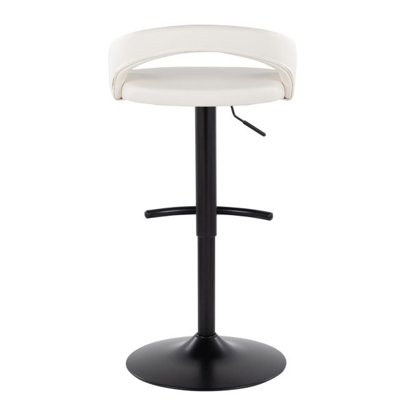 Grotto White Faux Leather Black Metal Contemporary Barstools Set of 2 6