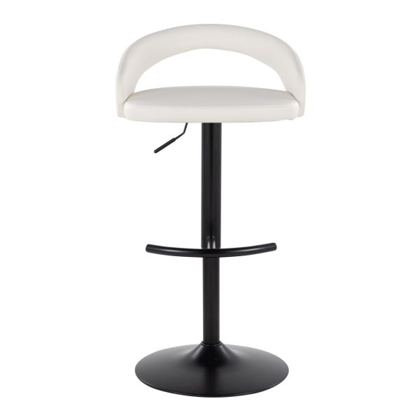 Grotto White Faux Leather Black Metal Contemporary Barstools Set of 2 7