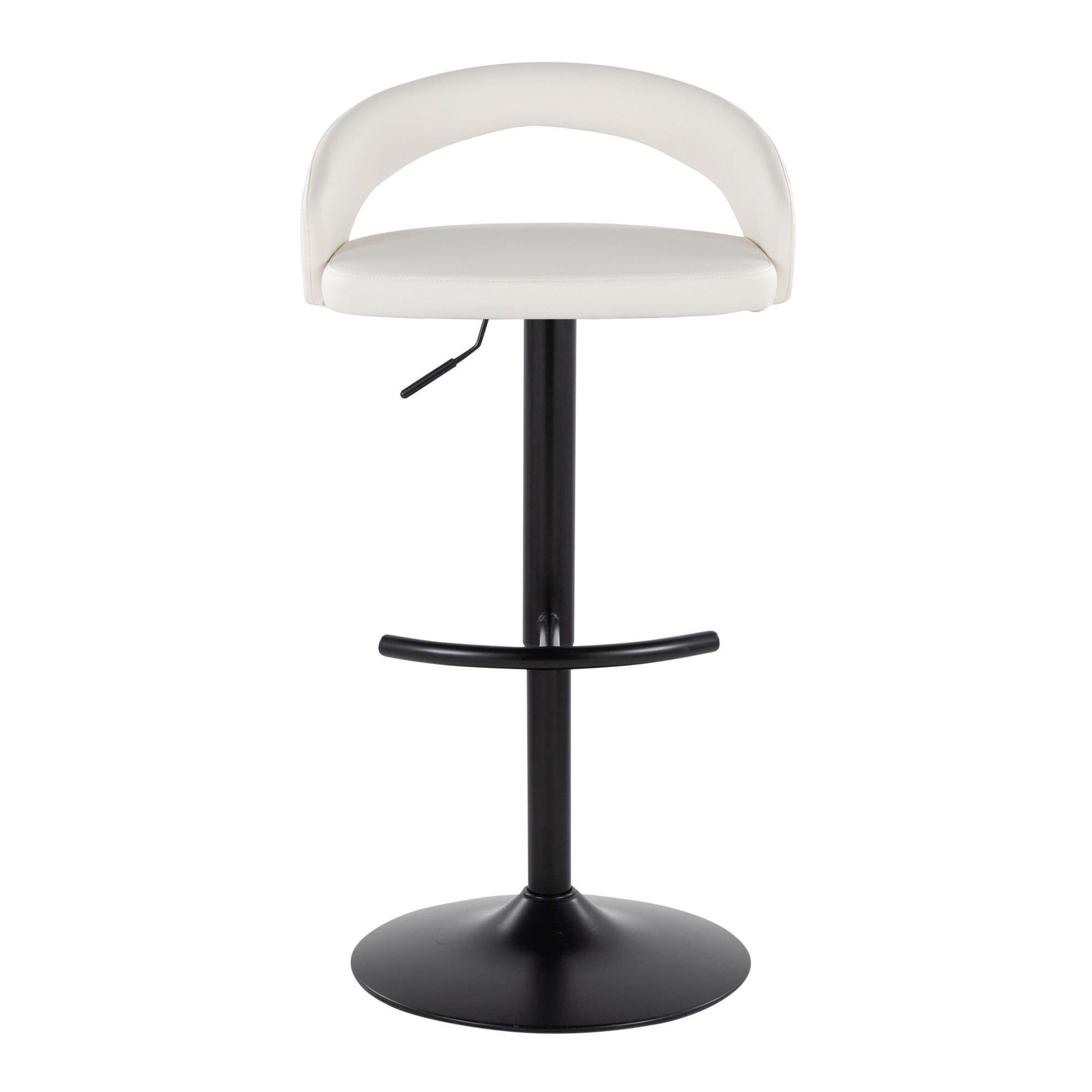Grotto White Faux Leather Black Metal Contemporary Barstools (Set of 2) 8 Grotto White Faux Leather Black Metal Contemporary Barstools (Set of 2) - Image 8