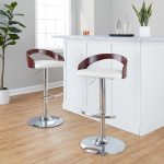Grotto White Faux Leather Chrome Adjustable Barstool (Set of 2) 14 Grotto White Faux Leather Chrome Adjustable Barstool (Set of 2)