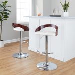 Grotto White Faux Leather Chrome Adjustable Barstool (Set of 2) 13 Grotto White Faux Leather Chrome Adjustable Barstool (Set of 2)