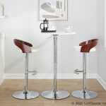 Grotto White Faux Leather Chrome Adjustable Barstool (Set of 2) 16 Grotto White Faux Leather Chrome Adjustable Barstool (Set of 2)