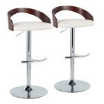 Grotto White Faux Leather Chrome Adjustable Barstool (Set of 2) 17 Grotto White Faux Leather Chrome Adjustable Barstool (Set of 2)