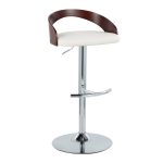 Grotto White Faux Leather Chrome Adjustable Barstool (Set of 2) 18 Grotto White Faux Leather Chrome Adjustable Barstool (Set of 2)