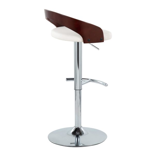 Grotto White Faux Leather Chrome Adjustable Barstool Set of 2 7