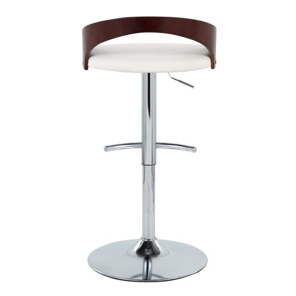 Grotto White Faux Leather Chrome Adjustable Barstool Set of 2 8