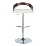 Grotto White Faux Leather Chrome Adjustable Barstool (Set of 2) 22 Grotto White Faux Leather Chrome Adjustable Barstool (Set of 2)