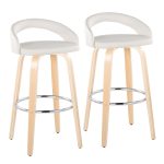 Grotto White Faux Leather Contemporary Swivel Barstools 30-Inch (Set of 2) 13 Grotto White Faux Leather Contemporary Swivel Barstools 30-Inch (Set of 2)