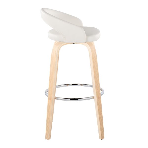 Grotto White Faux Leather Contemporary Swivel Barstools 30 Inch Set of 2 4
