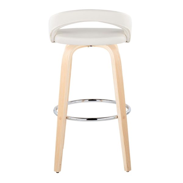 Grotto White Faux Leather Contemporary Swivel Barstools 30 Inch Set of 2 6