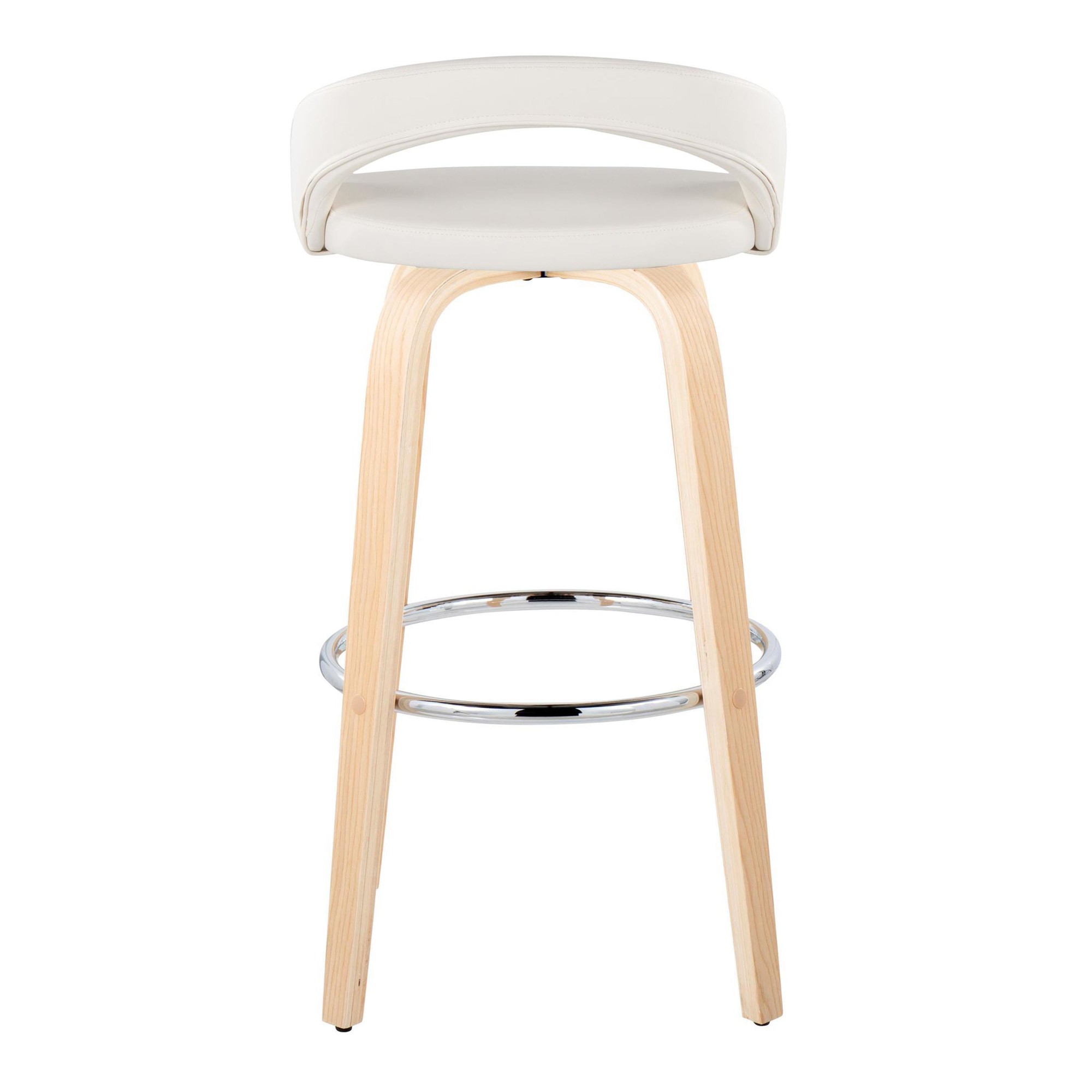 Grotto White Faux Leather Contemporary Swivel Barstools 30-Inch (Set of 2) 7 Grotto White Faux Leather Contemporary Swivel Barstools 30-Inch (Set of 2) - Image 7