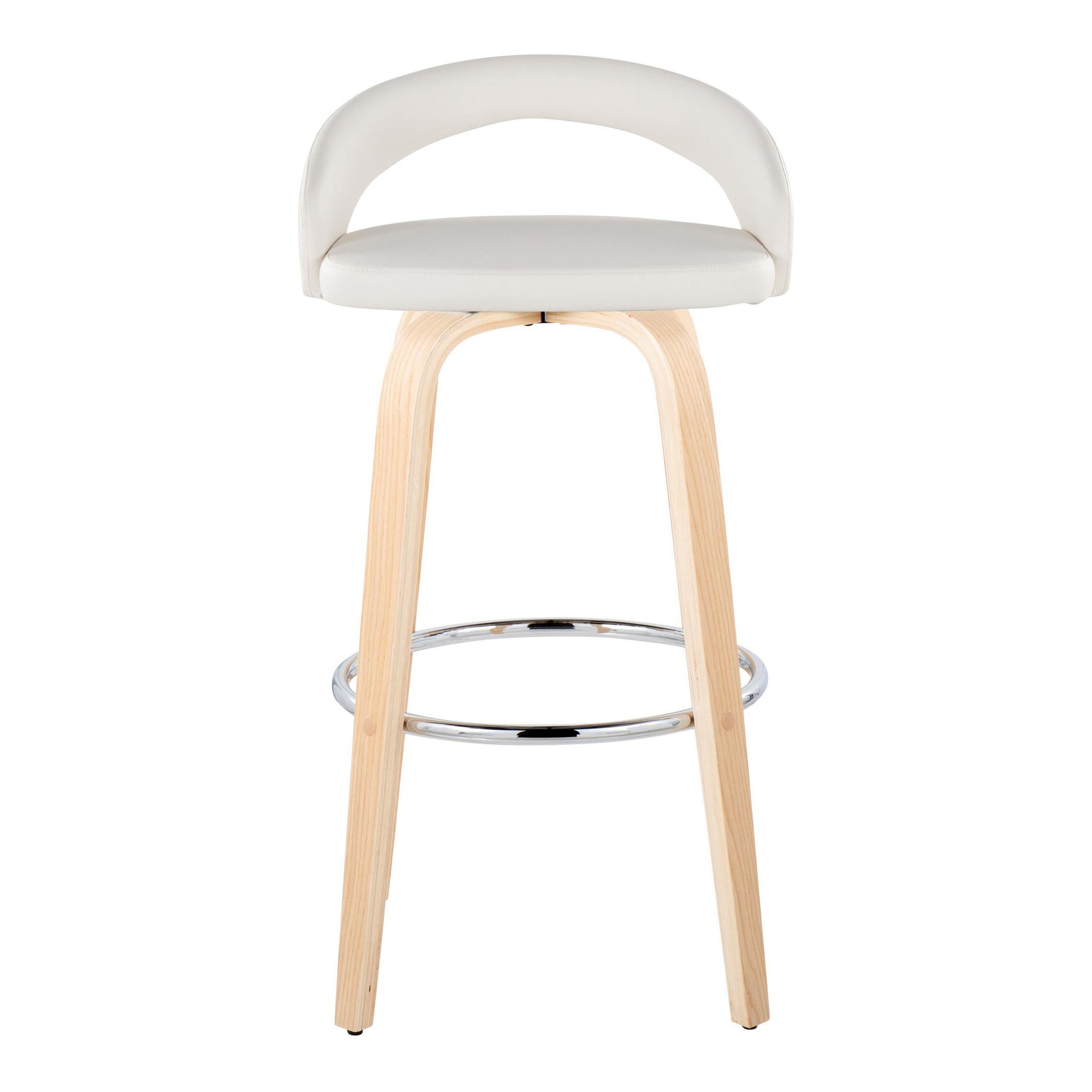 Grotto White Faux Leather Contemporary Swivel Barstools 30-Inch (Set of 2) 8 Grotto White Faux Leather Contemporary Swivel Barstools 30-Inch (Set of 2) - Image 8