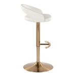 Grotto White Faux Leather Gold Contemporary Adjustable Barstool (Set of 2)