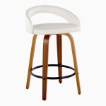 Grotto White Faux Leather Walnut 26-Inch Contemporary Stools (Set of 2) 14 Grotto White Faux Leather Walnut 26-Inch Contemporary Stools (Set of 2)
