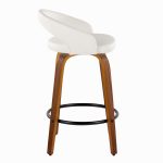 Grotto White Faux Leather Walnut 26-Inch Contemporary Stools (Set of 2) 15 Grotto White Faux Leather Walnut 26-Inch Contemporary Stools (Set of 2)